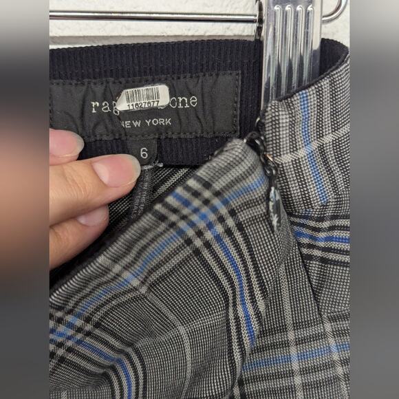 Rag & bone Simone Pant - Black and blue Check sz6 plaid printed trouser slim leg - Picture 3 of 5